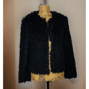 Kendall Kylie Jacket Womens Medium Black  Faux Fur Lined Evening Party Jacket